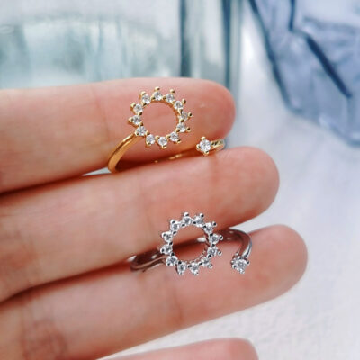 Nhẫn hoa hướng dương mới 2023 mở đầu cho nữ phiên bản Hàn Quốc nhẹ nhàng phong cách sang trọng nhẫn đơn giản cảm giác nâng cao nhẫn ngón trỏ có thể điều chỉnh