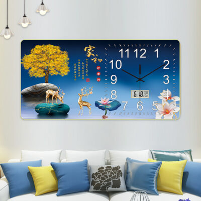 Thời Trang Phòng Khách Pha Lê Sứ Tranh Đồng Hồ Treo Tường Phòng Ngủ Nhà Bầu Không Khí Đơn Giản Trang Trí Khách Sạn Homestay Nền Đồng Hồ Lịch Treo Tường