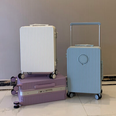 Vali nhỏ màu xanh nhạt hộp kết hợp xe đẩy mở rộng có ngăn đựng cốc vali Hộp đựng xe đẩy khung nhôm 20 inch
