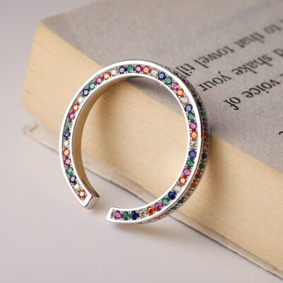 Xiaohongshu phong cách nóng bỏng Ins gió lạnh màu flash nhẫn kim cương nữ thiết kế thích hợp zircon mở nhẫn ngón trỏ cao cấp
