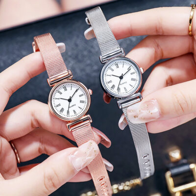 Đồng hồ nữ Douyin nổ xuyên biên giới Dây thép nữ Đồng hồ thạch anh Dây lưới thời trang và tinh tế Đồng hồ đeo tay nhỏ Bán buôn