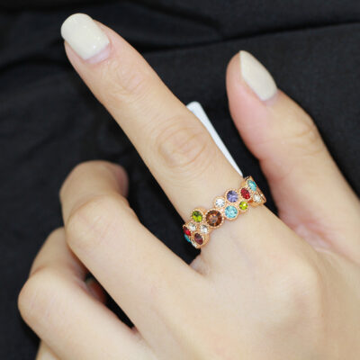 Nhẫn mặt trời đám mây màu sắc cổ điển đính kim cương giả hình nửa vòng tròn mạ vàng phiên bản Hàn Quốc phiên bản rộng của Hàn Quốc Nhẫn ngón trỏ cá tính mẫu đơn giản dành cho nữ