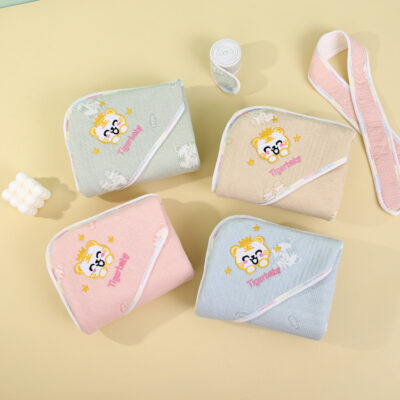 Mùa Xuân Mỏng Cho Bé Chăn Bé Sơ Sinh Chăn Cotton Hoạt Hình Thêu Sơ Sinh Chăn Có Mũ Trùm Đầu Chăn