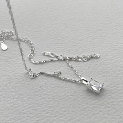 Đơn Giản Đính Đá Zircon Mặt Dây Chuyền Nữ Bạc 925 Sóng Nước Vòng Cổ Nữ Thiểu Số Thiết Kế Cảm Giác Ins Lạnh Cá Tính Cao Cấp Áo Len Dây Chuyền