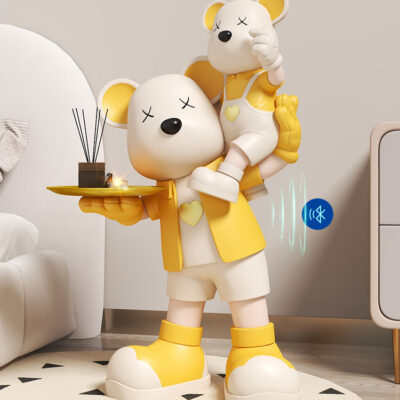 Gấu bạo lực trang trí phòng khách tủ tivi âm trần sofa lớn trang trí tân gia nhà mới quà tặng đèn lưới sang trọng màu đỏ