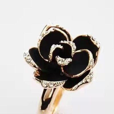 J thời trang hoa hồng mở nhẫn nữ phiên bản Hàn Quốc cô gái trái tim đính đá hoa hồng nhẫn ngón trỏ nhẫn retro