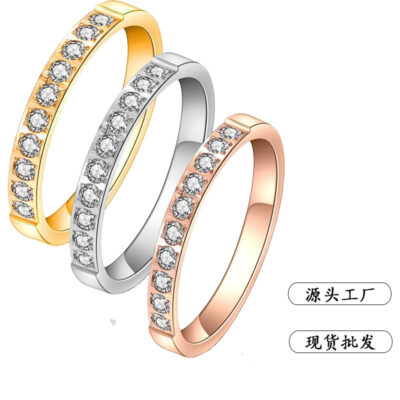 Thời Trang Thép Titan Hoa Hồng Vàng Nhẫn Kim Cương Đơn Giản Sáng Tạo Zircon Cặp Đôi Phiên Bản Nữ Trang Sức Phiên Bản Hàn Quốc Explosion