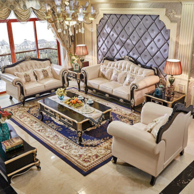 Châu Âu Sang Trọng Phong Cách Châu Âu Da Sofa Phòng Khách Kết Hợp 123 Ánh Sáng Mỹ Cao Cấp Nhà Lớn Nhỏ Phòng Khách Trọn Bộ Nội Thất Da