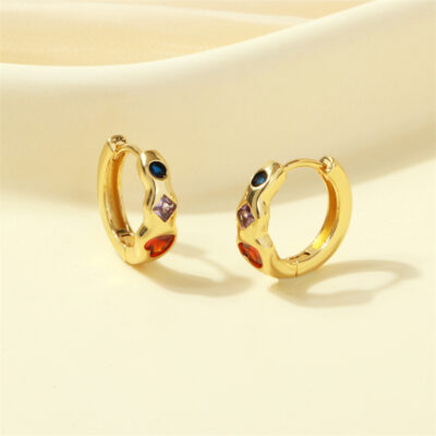 Bông tai zircon hình trái tim nhiều màu sắc phổ biến của INS châu Âu và Mỹ khí chất cổ điển bán buôn bông tai mạ vàng 18K tinh tế