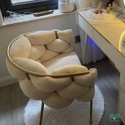 Ghế phòng ngủ bé gái lưới trang điểm màu đỏ ghế nhà tựa lưng nhẹ sang trọng cao cấp hiện đại tối giản làm móng bàn trang điểm phân