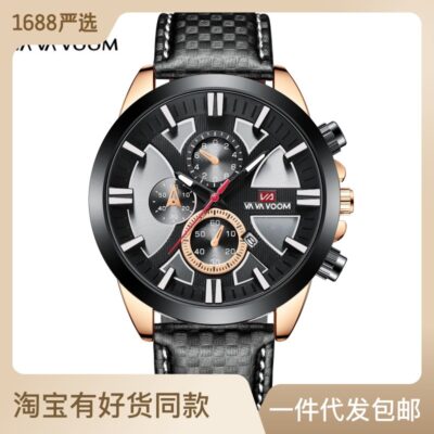VA VA VOOM đa năng chống thấm nước 6 kim đồng hồ nam lịch thể thao đồng hồ đeo tay nam
