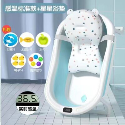 Bồn tắm trẻ em bồn tắm có thể gập lại quá khổ đồ dùng sơ sinh cho bé bồn tắm ngồi và nằm lưỡng dụng