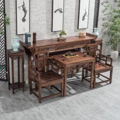 Trung tâm hội trường trung tâm bằng gỗ cây du nông thôn Trung Quốc Bộ sáu món bằng gỗ nguyên khối Bộ bốn món bằng gỗ nguyên khối Ghế Taishi Tám vị thần bất tử Bàn Phật cổ cho hộp đựng bàn