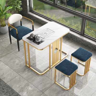 Ánh sáng sang trọng phiến đá ban công nhỏ bàn cà phê bàn ghế kết hợp đá phiến bàn trà bộ trà một hộ gia đình căn hộ nhỏ
