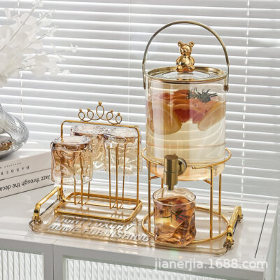 Ấm đun nước lạnh có vòi thủy tinh chịu nhiệt cao cấp hộ gia đình công suất lớn nước lạnh ấm đun nước nhà hàng bình đựng nước ép bộ cốc