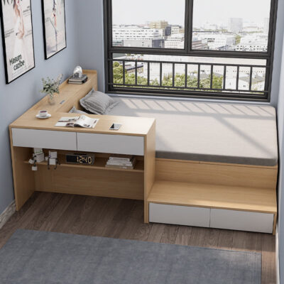 Căn hộ nhỏ đơn giản giường đơn tatami bàn làm việc tích hợp hộp cao cấp đa năng đựng đồ giường trẻ em kết hợp tủ