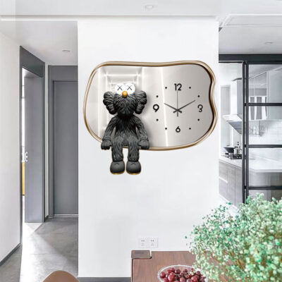 Nhà Máy Bán Buôn Bạo Lực Gấu Ánh Sáng Đồng Hồ Sang Trọng Đồng Hồ Treo Tường Phòng Khách Nhà Thời Trang Sáng Tạo Bầu Không Khí Đơn Giản Lưới Màu Đỏ Tường Trang Trí