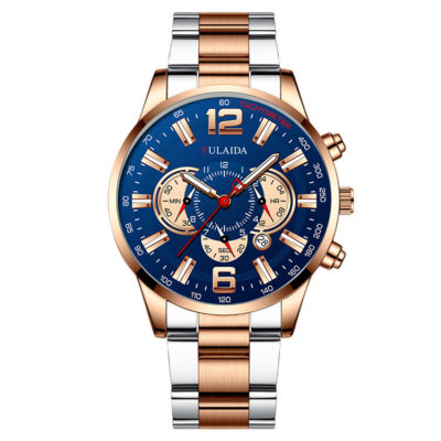 FULAIDA nam ba mắt không cơ 6 kim đồng hồ nổ dây thép thạch anh đồng hồ nam bán buôn