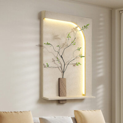 Tranh trang trí phòng khách theo phong cách Wabi-sabi Cây xanh cao cấp bằng đá sa thạch đèn led vẽ tranh sofa nền tranh tường hiên nhà bức tranh treo ba chiều