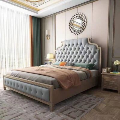 Đồng quê Mỹ giường gỗ nguyên khối đôi 1.8x2m phòng ngủ chính chứa đồ hộp cao 1.5m căn hộ nhỏ giường đơn giường hôn nhân