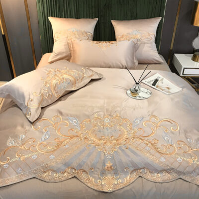 Phong Cách Châu Âu Cao Cấp Sang Trọng Thêu Cưới 4 Bộ Nguyên Chất Ga Giường Cotton Lụa Vỏ Chăn Cưới Chăn Ga Gối