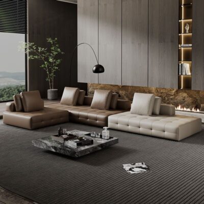 Ánh sáng Ý sang trọng Lawrence sofa phòng khách lớp trên cùng da bò lớn phẳng biệt thự tối giản hiện đại ghế sofa mô-đun