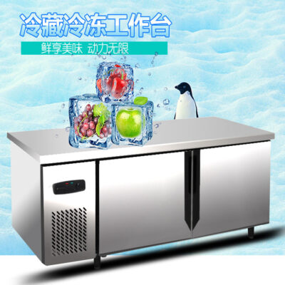 1.8m lạnh bàn làm việc tủ lạnh thương mại tươi tủ bếp quán trà sữa phẳng lạnh bàn thao tác bàn làm việc tủ đông