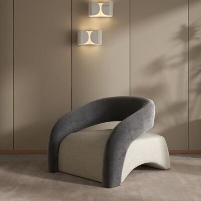 Giải trí sofa vải Bắc Âu phòng khách đơn giản ban công ghế đơn ánh sáng hiện đại sang trọng khu vực tiếp tân lưới đơn ghế đỏ