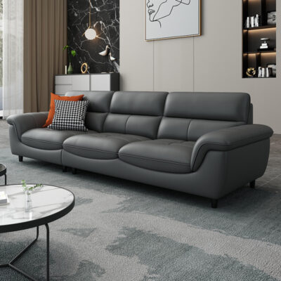 Sofa da lớp đầu da bò phòng khách căn hộ nhỏ Bắc Âu hiện đại tối giản ánh sáng sang trọng ba người bốn người thẳng hàng sáng tạo