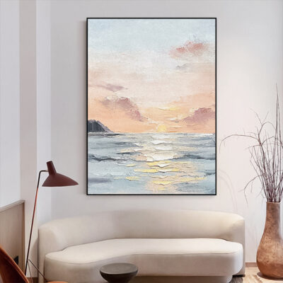 Tranh sơn dầu vẽ tay hiện đại họa tiết sóng trừu tượng phong cảnh gió treo tranh kem gió nhẹ phòng khách hiên nhà tranh trang trí
