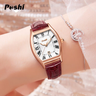 Đồng hồ đeo tay nữ đơn giản hình thùng POSHI lưới đỏ phát sóng trực tiếp đồng hồ nữ đồng hồ thạch anh đồng hồ nữ dây vuông đồng hồ đeo tay