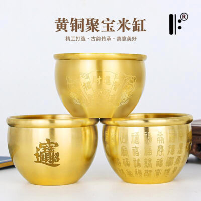 Bán buôn xi lanh gạo Baifu bằng đồng thau xi lanh đồng giàu có vào kho báu tuyển dụng nhiều xi lanh gạo dồi dào trang trí lưu vực đồng nhỏ tiết kiệm tài sản lọ khách hàng
