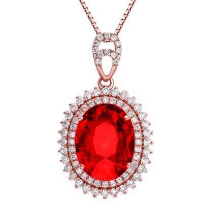 Trực tiếp bán chạy nhất Hình dạng quả trứng chim bồ câu Kim cương Ruby Mặt dây chuyền Tính năng Ruby Lay Ruby Ruby Mặt dây chuyền Vòng cổ kim cương đỏ đầy màu sắc