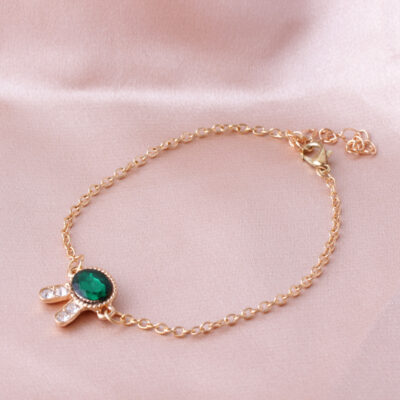 Trang sức thời trang Hàn Quốc Bán buôn Rabbit Control Sea Emerald Bracelet Đa năng Rhinestone Rabbit Bracelet