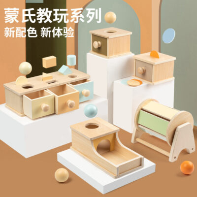 Xuyên Biên Giới Montessori Máy Trợ Giảng Bóng Gỗ Ngăn Mục Tiêu Hộp Đồ Chơi Giáo Dục Trẻ Em Giáo Dục Sớm Phát Triển Trí Tuệ Đồng Tiền