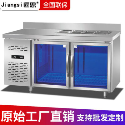Bàn mổ làm mát bằng không khí thương mại của Craftsman bàn salad Blu-ray có rãnh trái cây làm lạnh bánh pizza bàn rắc tủ trưng bày tủ lạnh