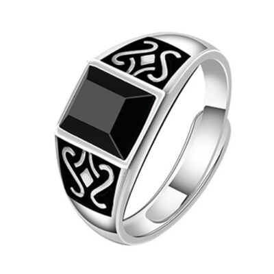 Mở bí ẩn vật tổ nhẫn nam hợp thời trang nam obsidian độc đoán nhẫn nhẫn retro dầu nhỏ giọt nhẫn đá quý