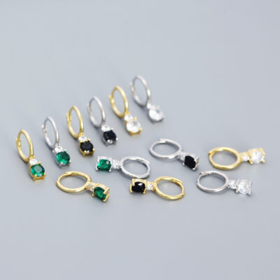 YHE0554 Bông tai xuyên biên giới Celi Pháp s925 bạc ins màu thích hợp bông tai zircon bông tai cá tính cho phụ nữ