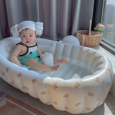 Phiên Bản Hàn Quốc Trẻ Em Bồn Tắm Bơm Hơi Di Động Cho Bé Tắm Mùa Hè Bể Bơi Chụp Ảnh Đạo Cụ