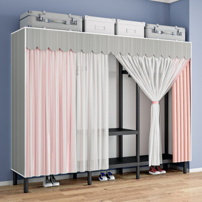 Nhà cho thuê tủ quần áo đơn giản tủ vải thép tấm dày tiết kiệm hộ gia đình cho thuê phòng ngủ tủ quần áo đơn giản