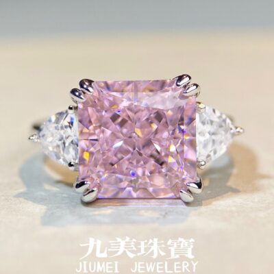 nhẫn nữ bạc s925 5 carat zircon vuông băng hoa cắt kim cương carbon cao truyền hình trực tiếp cùng kiểu nhẫn kim cương cao cấp