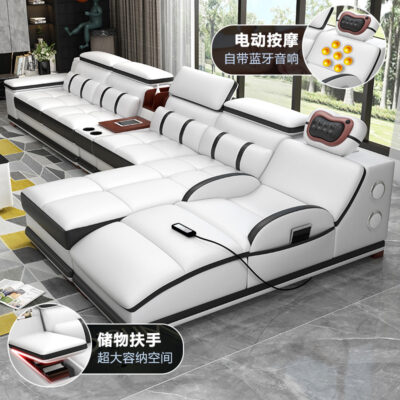 Sofa da ghế massage đầu lớp da bò đa chức năng nội thất phòng khách da nghệ thuật lưu trữ kết hợp sofa kích thước căn hộ