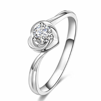 Nhẫn kim cương tình yêu phiên bản Hàn Quốc dành cho nữ mới đích thực Nhẫn kim cương hình trái tim mạ vàng 18K mới cầu hôn Nhẫn đôi Nhẫn cưới kim cương