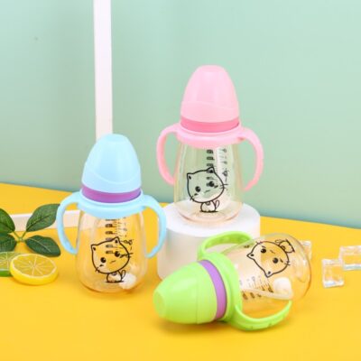 Sản phẩm cho bé hoạt hình mèo con bú bình ống hút bình bú chống rơi bé sơ sinh trẻ em uống nước ống hút bú bình