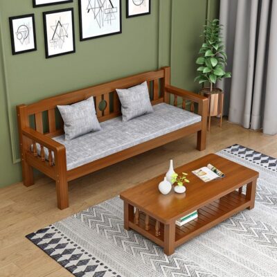Ghế sofa gỗ nguyên khối kết hợp tất cả gỗ nguyên khối mới kiểu Trung Quốc sofa gỗ nhà phòng khách ba người ghế sofa gỗ đơn