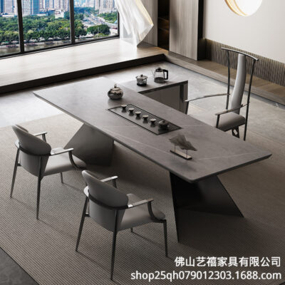 Đá phiến bàn trà hiện đại tối giản phòng khách văn phòng kung fu tấm lớn bàn trà nhà bàn trà nhẹ sang trọng hiện đại