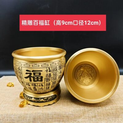 Trang trí nhà hình trụ Baifu bằng đồng thau gạt tàn thuốc lá khắc cóc vàng để thu hút tài lộc vào lưu vực kho báu hàng thủ công bằng kim loại