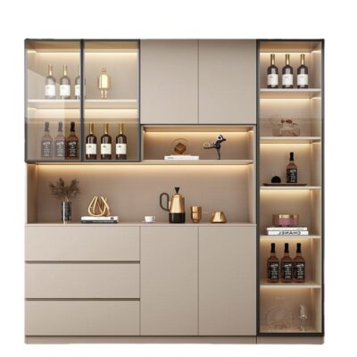 Ánh sáng sang trọng tủ rượu tủ cao tủ hiện đại tối giản phòng khách nhà một bức tường tủ bếp lưu trữ tủ khóa