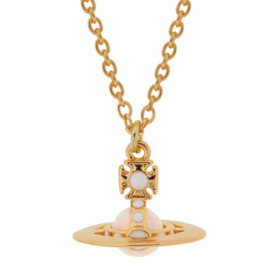 Phiên bản cao Thái hậu Vivienne Vivienne Vòng cổ sao Thổ ba chiều bằng đá opal in phong cách punk mới
