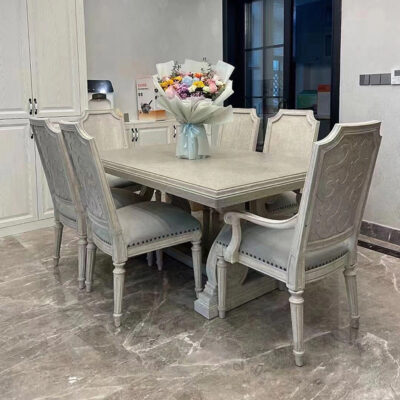 Mỹ NGHỆ THUẬT nhẹ nhàng sang trọng bàn ăn gỗ nguyên khối kiểu Pháp cổ điển hình chữ nhật nhiều người bàn ăn hồi sinh kiến trúc nội thất gỗ nguyên khối